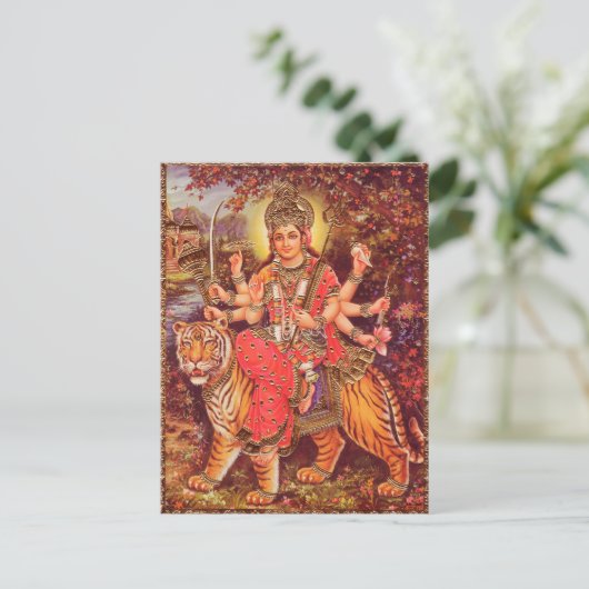 DURGA EN TIGER BRIEFKAART (Staand voorkant)