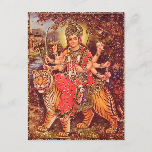 DURGA EN TIGER BRIEFKAART (Voorkant)