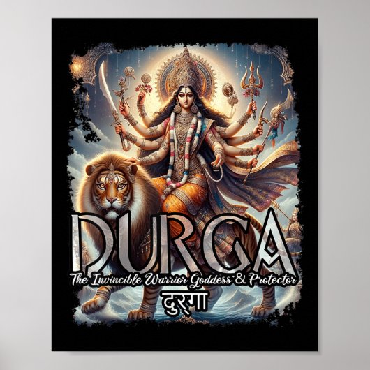 Durga Godin Oorlog Hindoe Mythologie Devi Shakti Poster (Voorkant)
