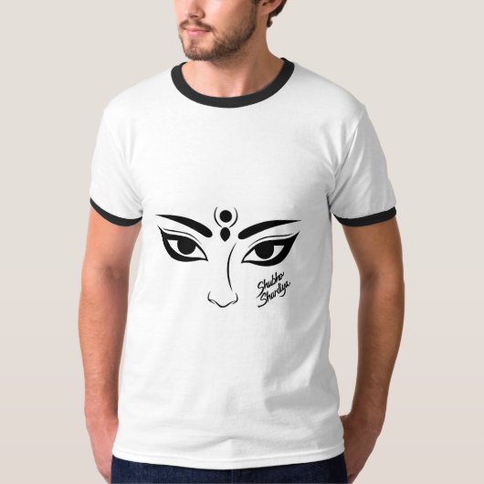 Durga Maa gezicht met Trident illustratie T-shirt (Voorkant)