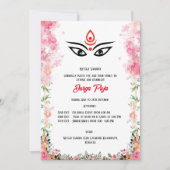 Durga Puja Navratri Bengaals Bloemen Kaart (Voorkant)