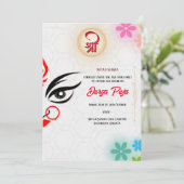 Durga Puja Navratri Bengaals Bloemenlijst Kaart (Staand voorkant)