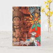 DURGA SHUBHA BIJAYA GROETEN KAART (Gele Bloem)