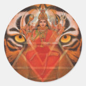 Durga & Tijger Ronde Sticker (Voorkant)