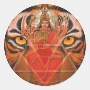 Durga & Tijger Ronde Sticker
