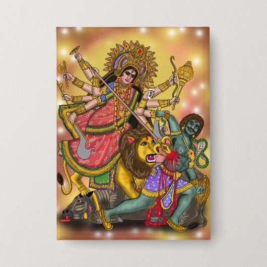 Durga vermoordt Mahishasura-knop Button (Voorkant)