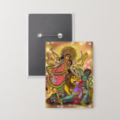 Durga vermoordt Mahishasura-knop Button (Voorkant / Achterkant)