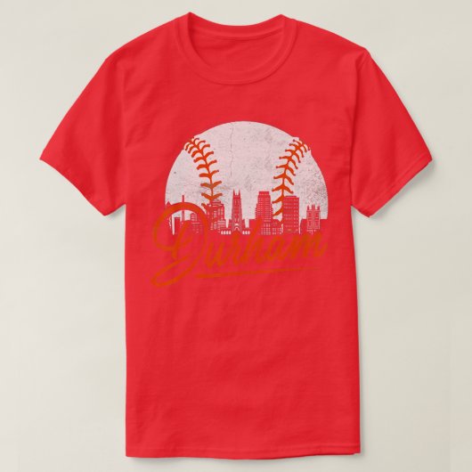 Durham Baseball Skyline Bull City Funny Baseball L T-shirt (Design voorkant)