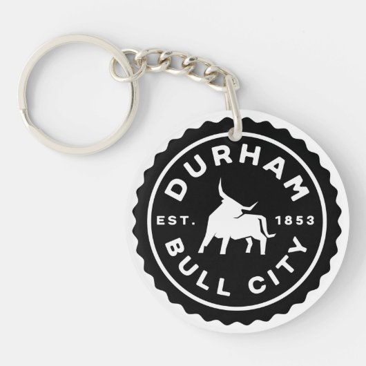 Durham Bull City Round Seal Acrylische Sleutelhang Sleutelhanger (Voorkant)