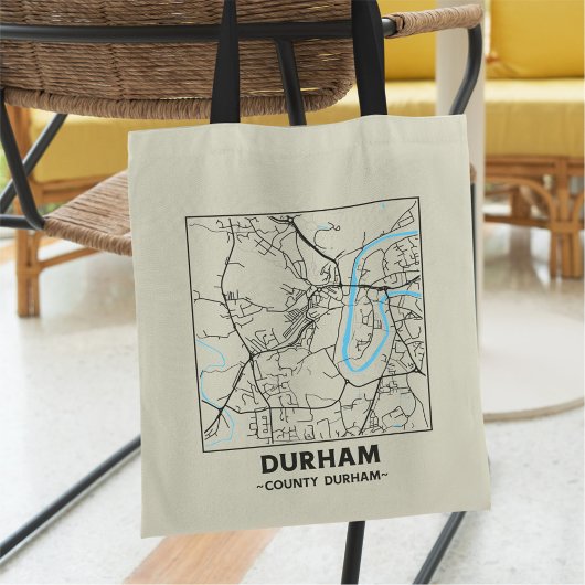 Durham, County Durham City Map Tote Bag