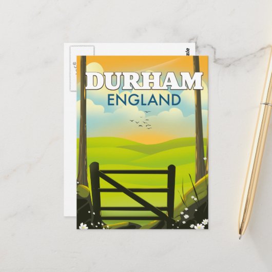 Durham Engeland Reisposter Briefkaart (Voorkant / Achterkant in situ)