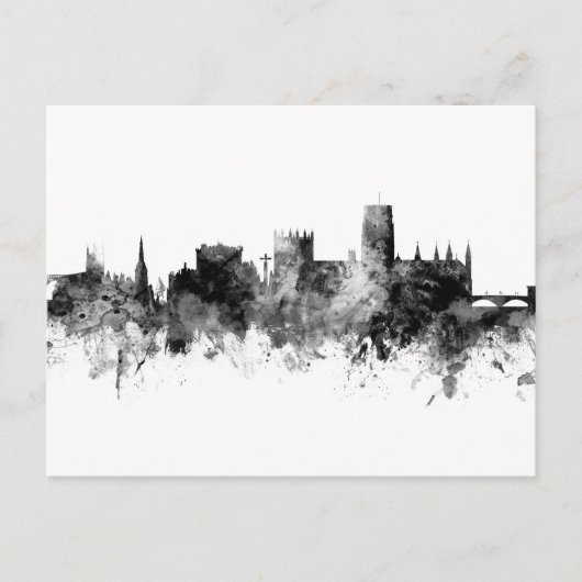 Durham England Skyline Cityscape Black White Briefkaart (Voorkant)