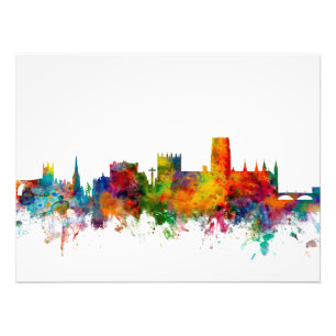 Durham England Skyline Cityscape Foto Afdruk