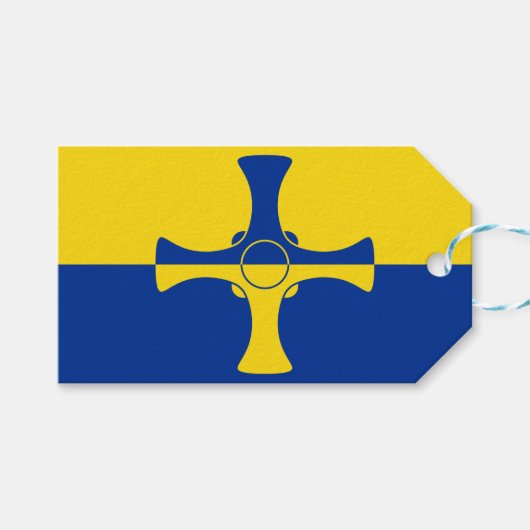 Durham Flag (County of England, Verenigd Koninkrij Cadeaulabel (Voorkant (Horizontaal))