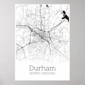 Durham Map - North Carolina - City Map Poster (Voorkant)