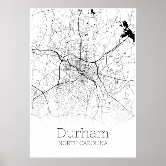 Durham Map - North Carolina - City Map Poster (Voorkant)
