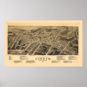 Durham, NC Panoramic Map - 1891 Poster (Voorkant)