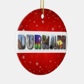 Durham North Carolina City Reisfoto's met Kerstmis Keramisch Ornament (Rechts)