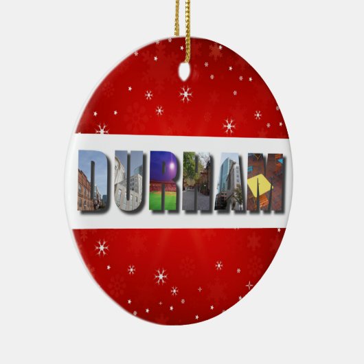 Durham North Carolina City Reisfoto's met Kerstmis Keramisch Ornament (Rechts)
