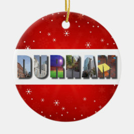 Durham North Carolina City Reisfoto's met Kerstmis Keramisch Ornament