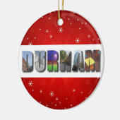 Durham North Carolina City Reisfoto's met Kerstmis Keramisch Ornament (Links)