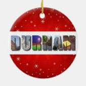 Durham North Carolina City Reisfoto's met Kerstmis Keramisch Ornament (Achterkant)