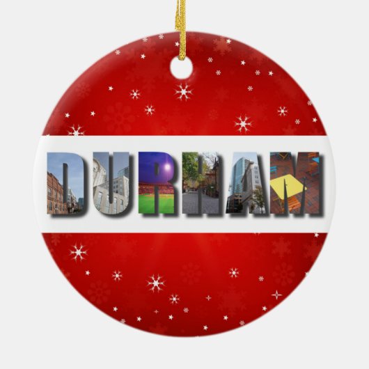 Durham North Carolina City Reisfoto's met Kerstmis Keramisch Ornament (Achterkant)