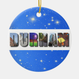 Durham North Carolina City Reisfoto's met Kerstmis Keramisch Ornament