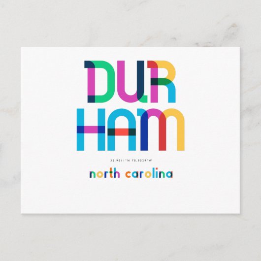 Durham North Carolina Mid Century, Pop Art, Briefkaart (Voorkant)