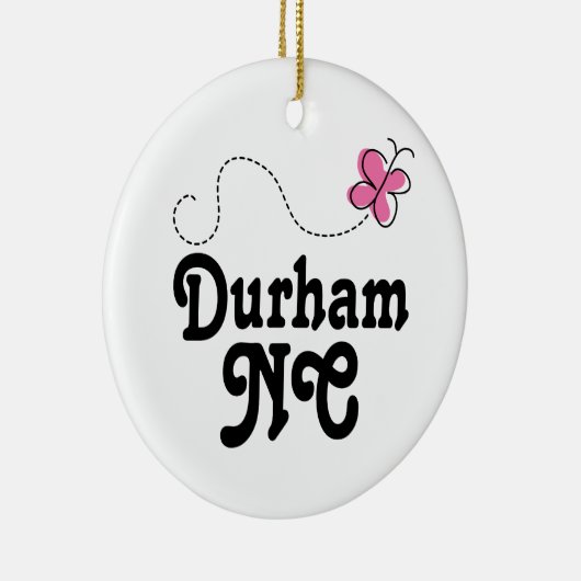 Durham North Carolina Pink Butterfly Keramisch Ornament (Rechts)
