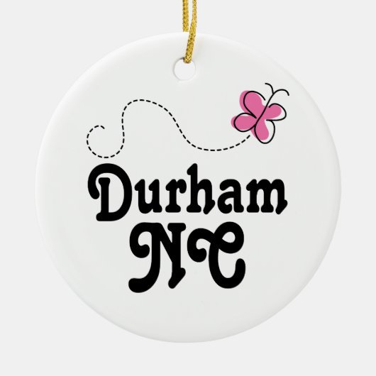 Durham North Carolina Pink Butterfly Keramisch Ornament (Voorkant)