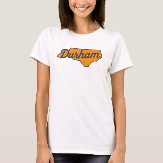 Durham North Carolina Script Design - State Shape T-shirt (Voorkant)