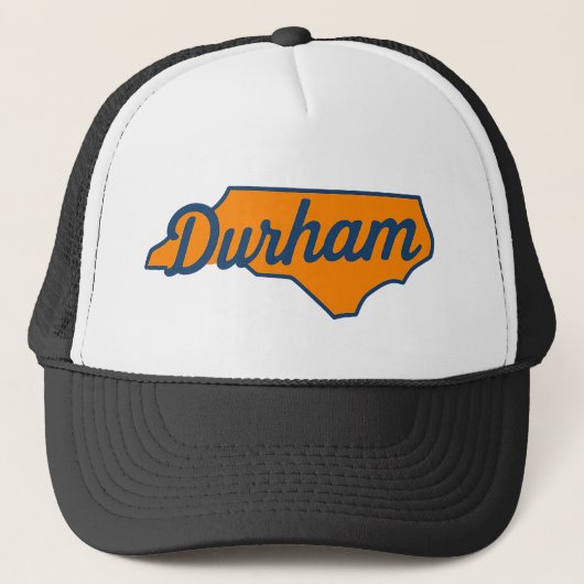 Durham North Carolina Script Design - State Shape Trucker Pet (Voorkant)