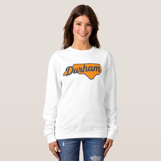 Durham North Carolina Script Design - State Shape Trui (Voorkant volledig)