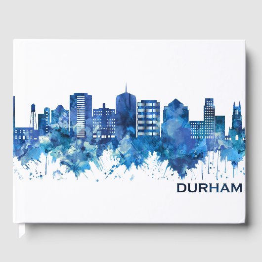 Durham North Carolina Skyline Blue Gastenboek (Voorkant)