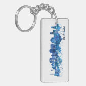 Durham North Carolina Skyline Blue Sleutelhanger (Voorkant Links)