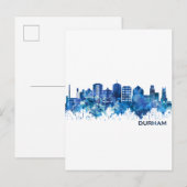 Durham North Carolina Skyline Blue Uitnodiging Briefkaart (Voorkant / Achterkant)