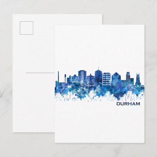 Durham North Carolina Skyline Blue Uitnodiging Briefkaart (Voorkant / Achterkant)