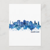 Durham North Carolina Skyline Blue Uitnodiging Briefkaart (Voorkant)