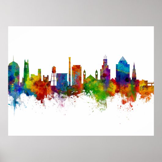 Durham North Carolina Skyline Poster (Voorkant)