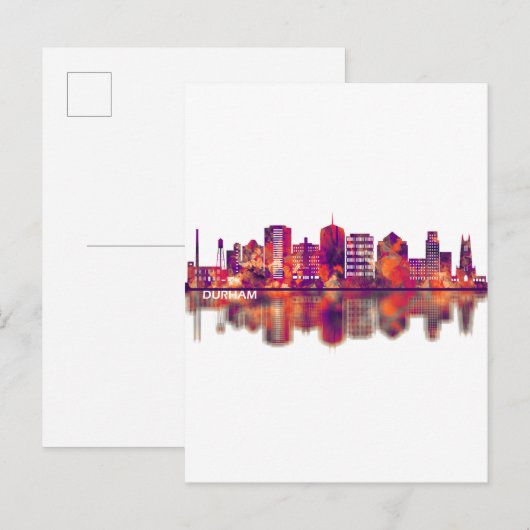 Durham North Carolina Skyline Uitnodiging Briefkaart (Voorkant / Achterkant)