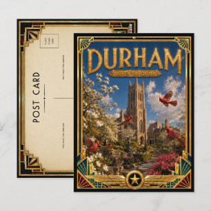 Durham North Carolina Vintage Art Deco Gouden Tijd Briefkaart
