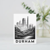 Durham North Carolina Zwart-Wit Houtsnede Briefkaart (Staand voorkant)