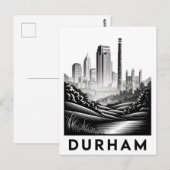 Durham North Carolina Zwart-Wit Houtsnede Briefkaart (Voorkant / Achterkant)