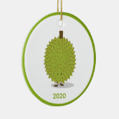 Durian Fruit Cartoon Green White Year 2020 Keramisch Ornament (Rechts)