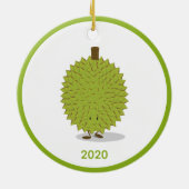Durian Fruit Cartoon Green White Year 2020 Keramisch Ornament (Achterkant)