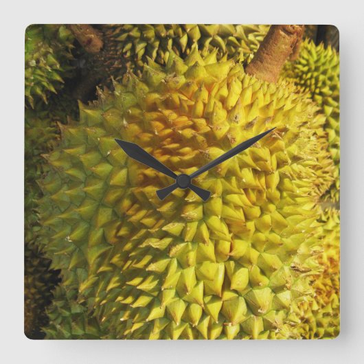 Durian Fruit Vierkante Klok (Voorkant)