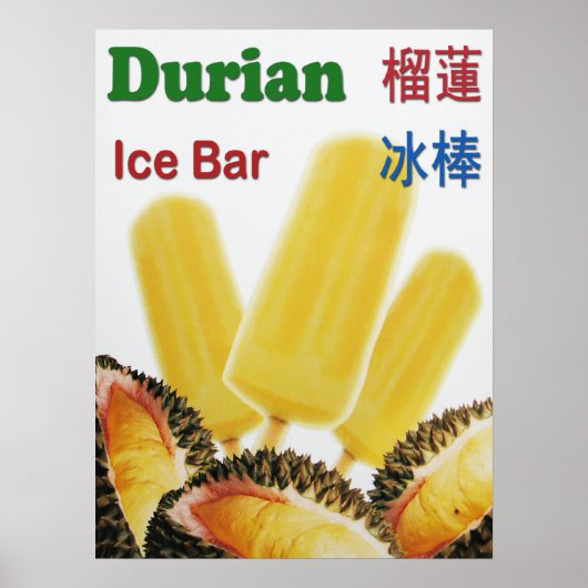 Durian Ijsbar Tropisch Fruit Popsicle Poster (Voorkant)