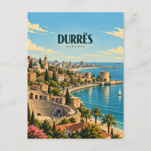 Durrës Albanië Vintage Reis Kunst Briefkaart