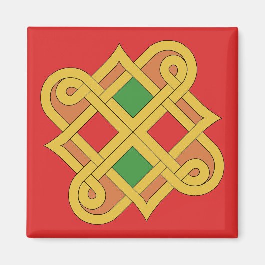 Durrow Knotwork 2016 Rood en groen Magneet (Voorkant)